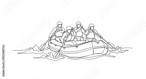 Group of People Rowing a Boat Together.