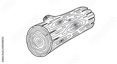 Detailed Illustration of a Log with Texture.