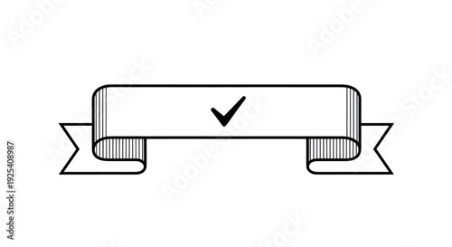 Simple Black and White Ribbon Banner.