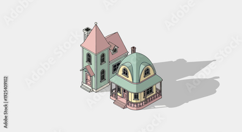 Miniature Model House with Turquoise Dome.