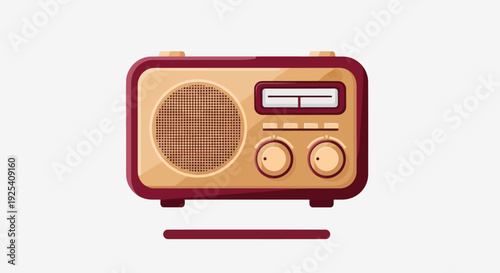 Vintage Retro Radio Illustration with Controls.