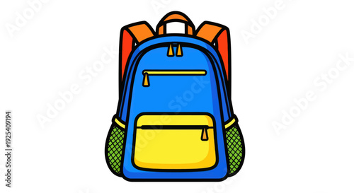 Blue Backpack with Pockets and Straps.