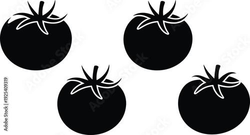 Tomato silhouettes vector icons, fruit vegetable food illustration set, farming agriculture nature design artwork, healthy organic produce graphic collection