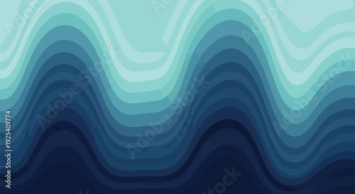 Mesmerizing aquatic gradient waves gracefully descend from light azure to profound indigo, creating an enchanting visual symphony of serene,