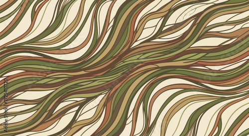 An intricate, flowing tapestry of natural hues creating an organic, mesmerizing abstract design, perfect for earthy background textures and serene