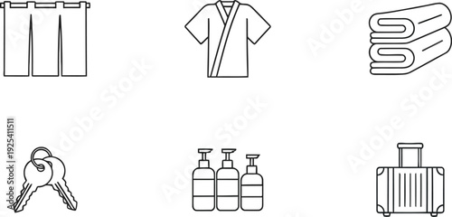 A set of hotel amenities and travel essentials illustration