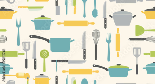 Modern minimalist kitchen utensil collection wallpaper for culinary creativity and home cooking themes
