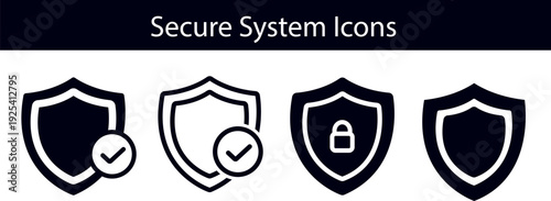 Firewall shield lock Cyber Security line art icons set and privacy Systems , safety, technology, fingerprint, encryption, 
silhouettes Logo illustration elements Bundle