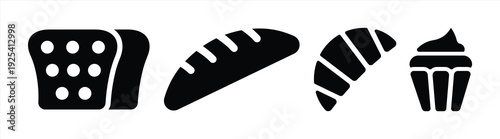 Bakery Bread and Pastry Icon Set