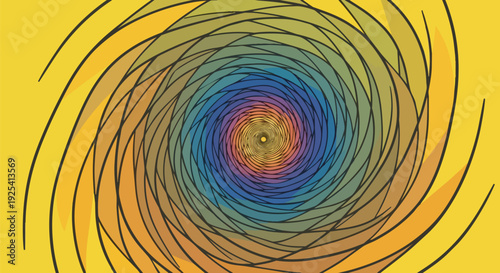 A captivating and vibrant multicolored spiral vortex creates a mesmerizing abstract optical illusion, drawing the viewer's eye into its dynamic core