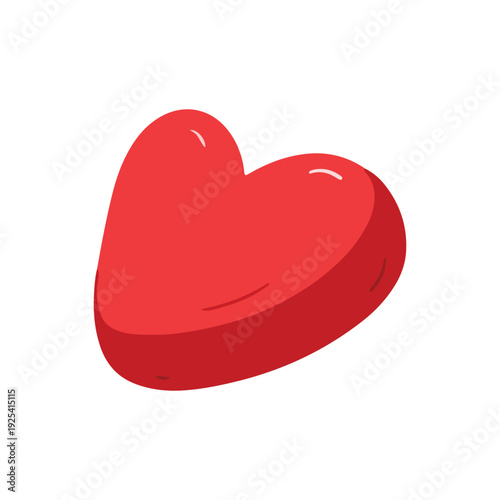 Red 3D Heart Shape Object with Glossy Texture Illustration