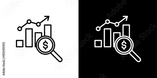Budget Analysis Icon Sheet Black And White