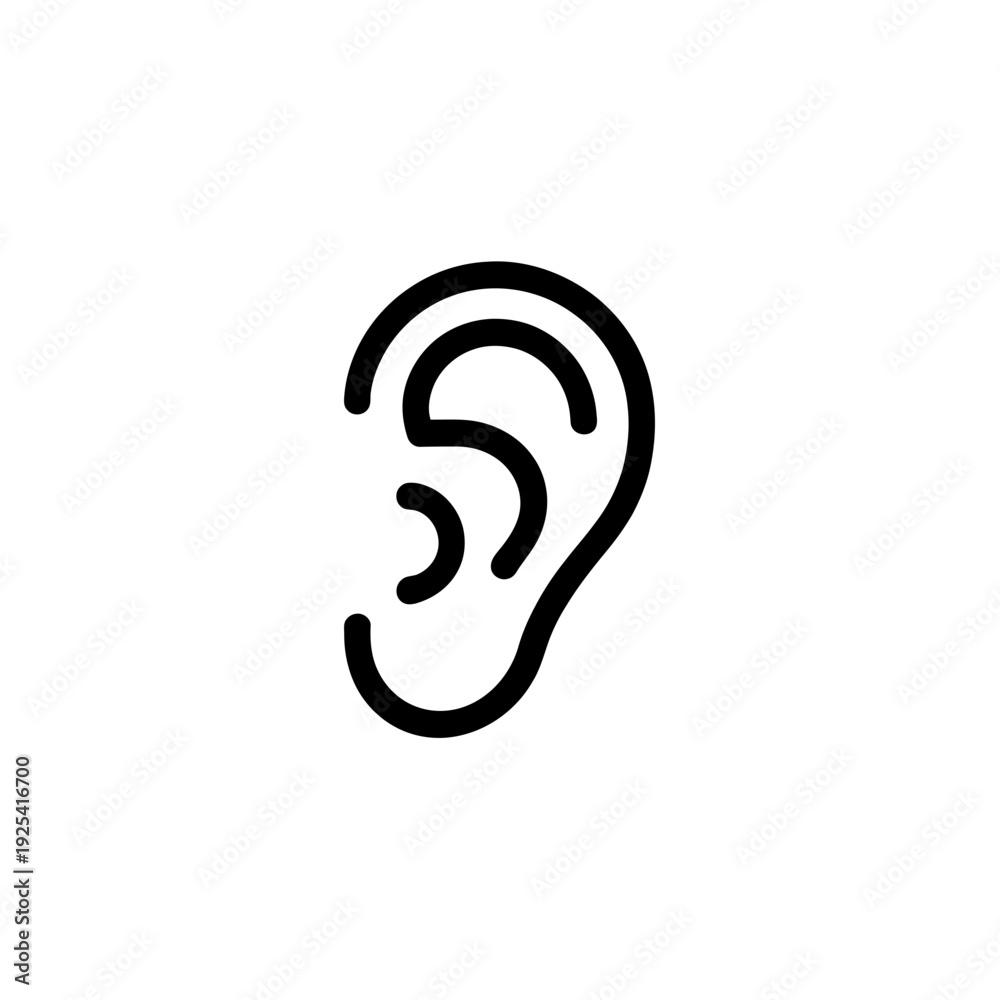 Fototapeta premium A simple black line drawing of a human ear