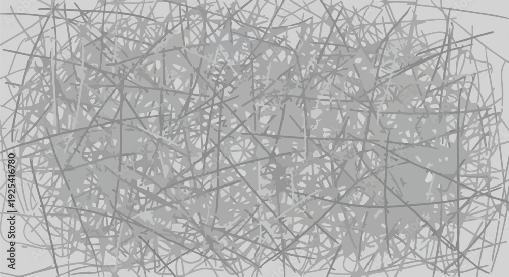 Obraz premium Intricate grey abstract tangle of overlapping lines and fragmented shapes creating a complex web background.