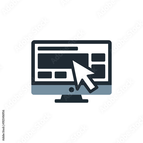 A computer monitor with a mouse cursor on the screen