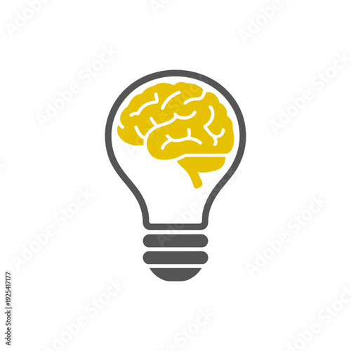 A bright idea represented by a lightbulb with a brain