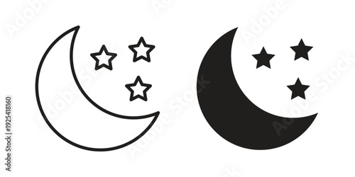 Moon stars icon symbol design template. Vector 10 eps.