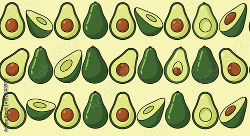 Vibrant green avocado pattern a healthy and fresh culinary fruit illustration for food themed designs and nutritious lifestyle concepts in digital