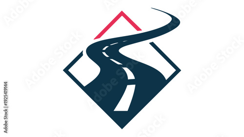 Dynamic roadway diamond logo with abstract speed lines