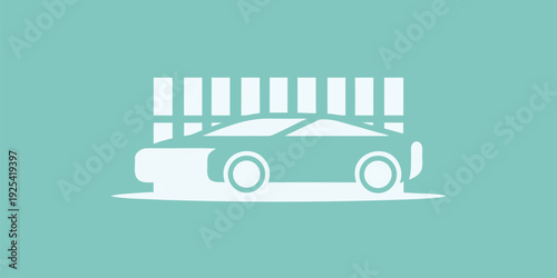 Concise flat design car wash icon for vehicle cleaning and auto service