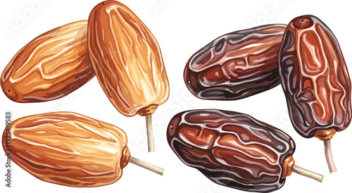 Set of Dates (Light and Dark) for Healthy, Organic, and Food Design Themes