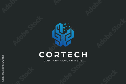 Brain Artificial Intelligence Logo design vector. AI Brainstorm