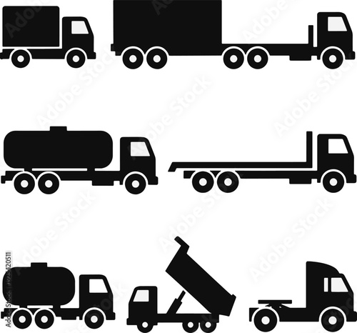 Heavy Duty Truck and Logistics Icon Set