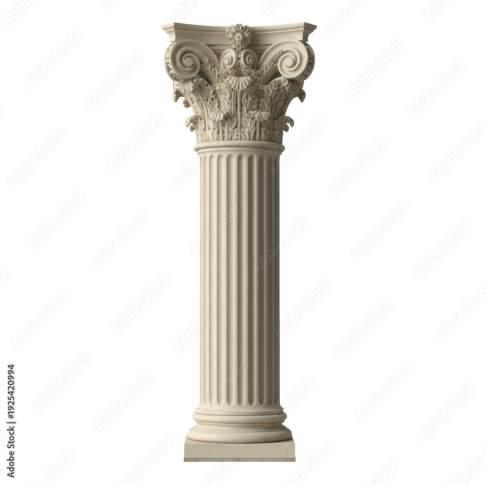 Fototapeta premium Corinthian column isolated on black background