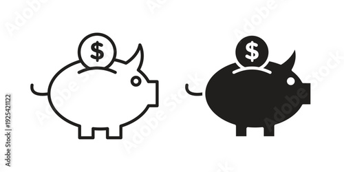 Piggy bank icon symbol design template. Vector 10 eps.