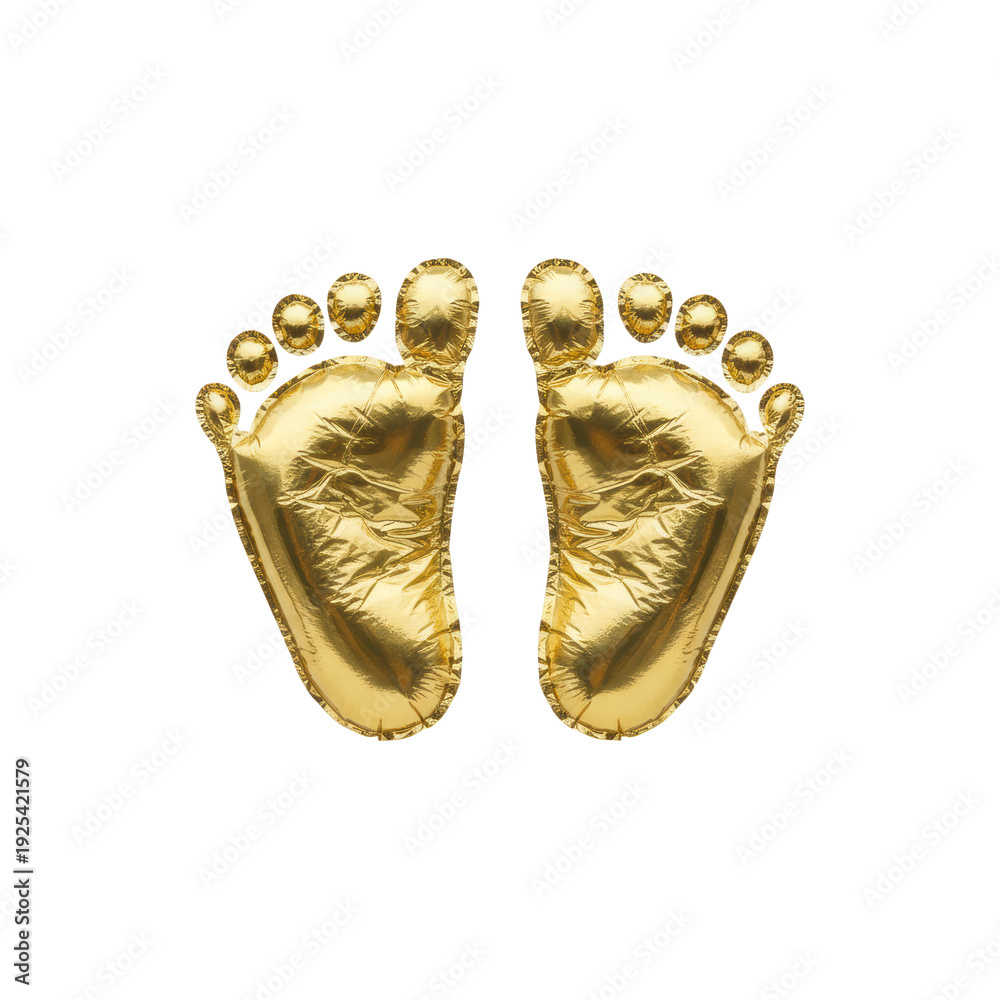 Fototapeta premium Gold baby footprint balloons