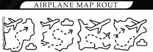 Airplane Route Map Bundle Illustration | Minimal Travel Flight Path Design.
