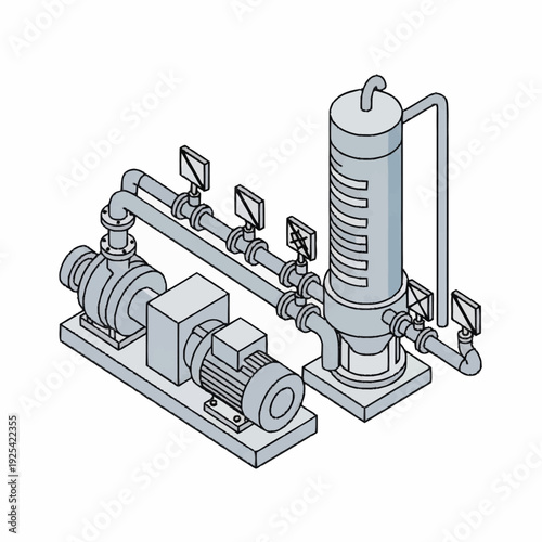 Industrial Pump System with Motor and Tank.