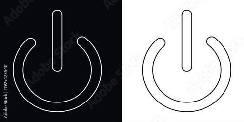 Power button. ON and OFF set icons. Vector black and flat icon, energy sing symbol, Power switch, electricity turn on off, icon, sticker, badge. Editable vector icon set eps 10