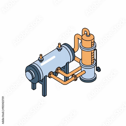 Industrial Equipment with Pipes and Tanks.