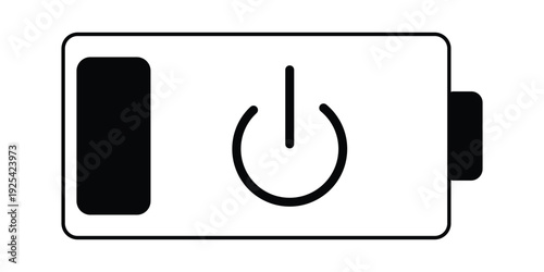 Battery icon with power button symbol eps 10