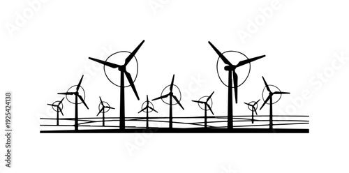 Set of wind turbines vector icons