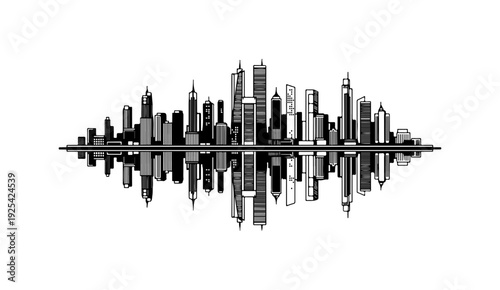 Sound wave cityscape vector illustration