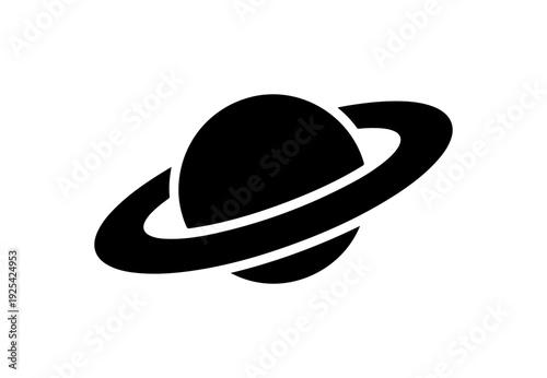 Stylized planet icon with ring in modern design