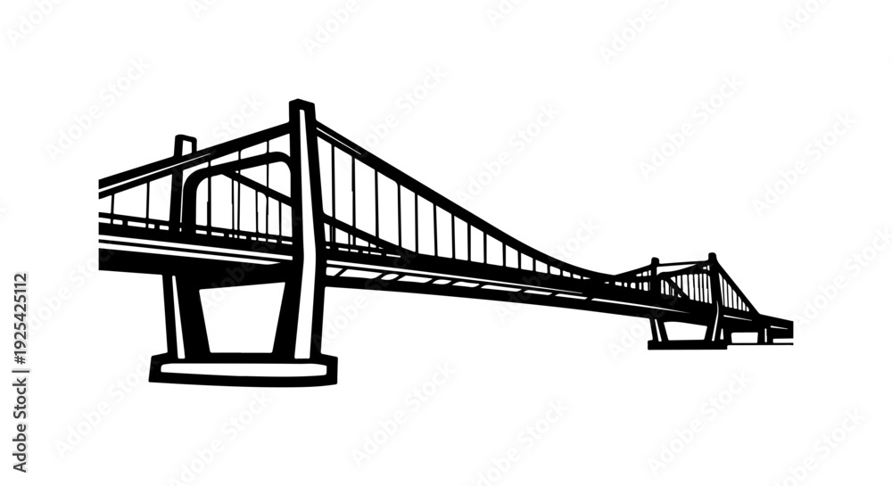 Obraz premium Vector illustration of a suspension bridge