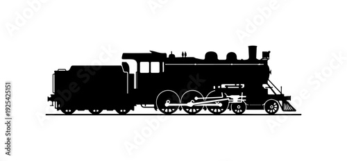 Black silhouette of a vintage steam locomotive vector