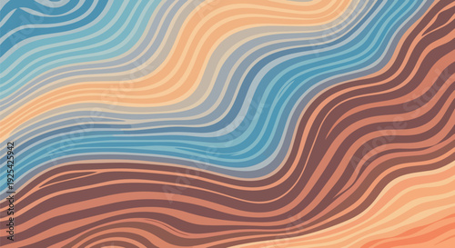 Abstract organic waves in soothing blue and vibrant orange tones, creating a dynamic visual flow. A captivating design for modern backgrounds and