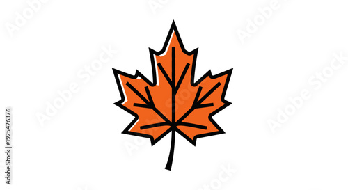 Simple orange maple leaf icon on white background