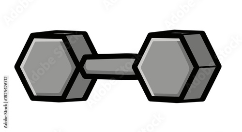A simple illustration of a gray dumbbell on a white background.