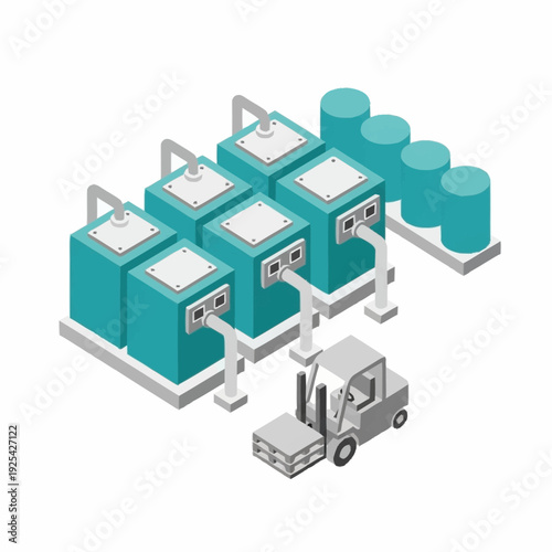 Battery Storage Facility with Forklift Truck.
