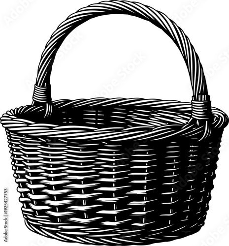 Wicker basket silhouette vector illustration