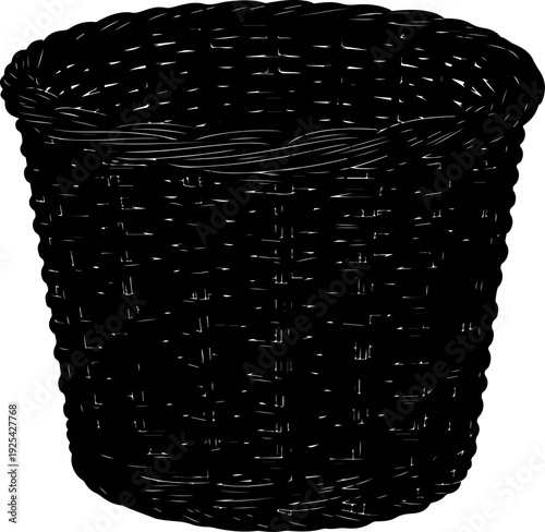 Wicker basket silhouette vector illustration