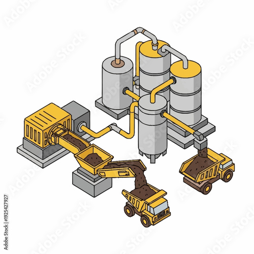 Industrial Plant with Tanks and Machinery.