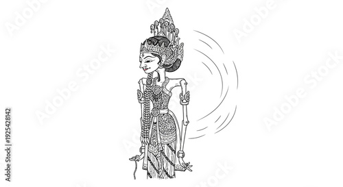 Traditional Javanese Wayang Kulit Shadow Puppet, Intricate Detail, Cultural Performance Art