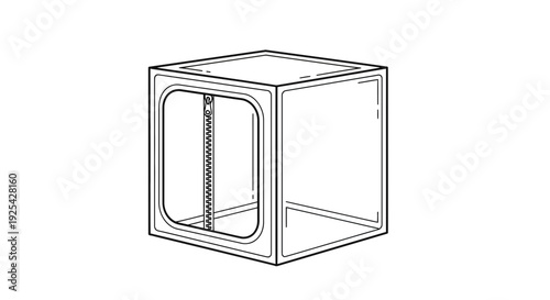 Transparent Cube with Zipper Door - 3D Rendering Illustration