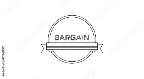 Vintage Bargain Stamp Seal with Ribbon Banner, Retro Sale Emblem